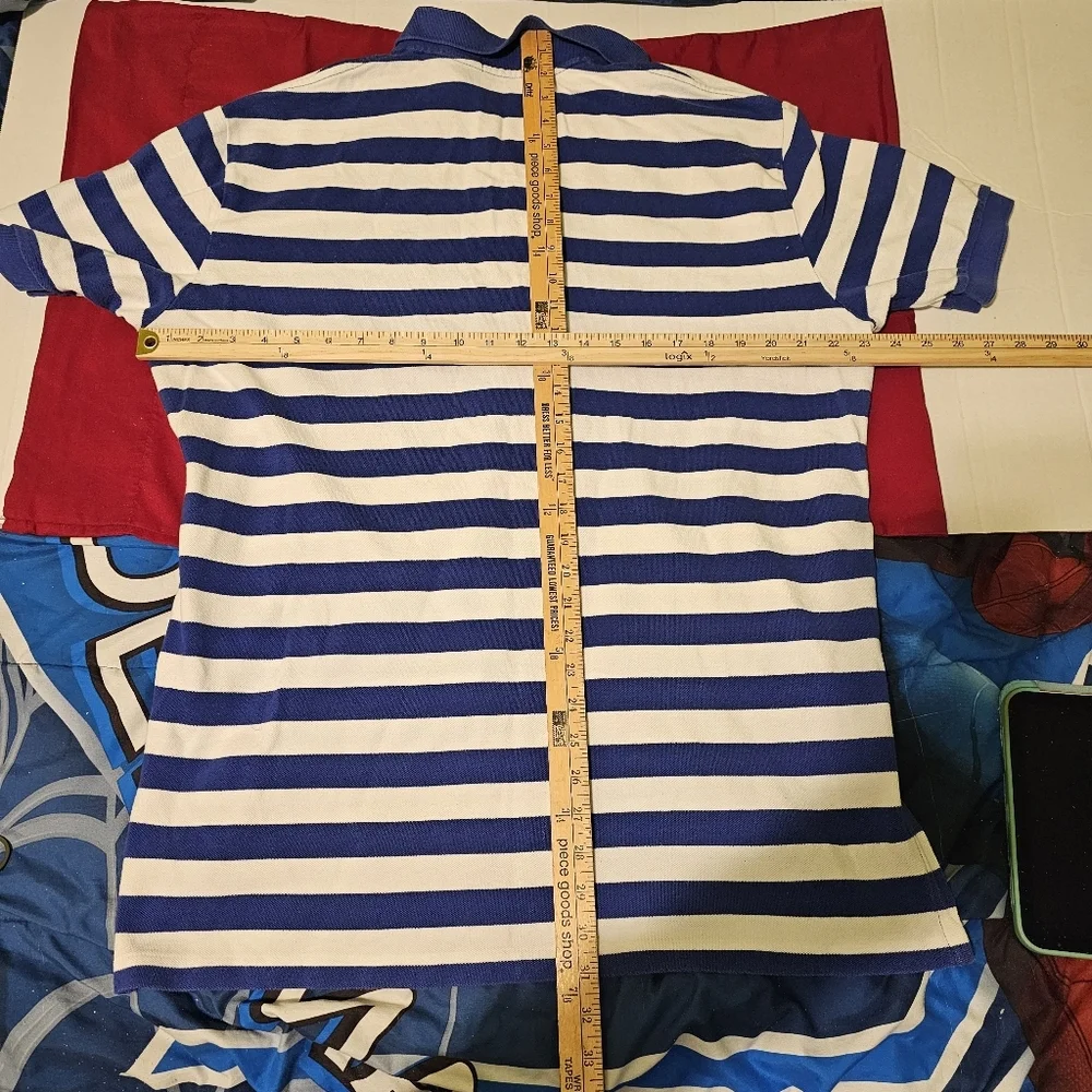 Polo Ralph Lauren Striped Piqué Polo Shirt - XL - Blue/White with Yellow Pony